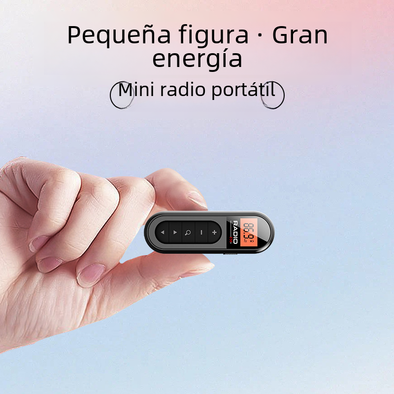 Mini rádio FM 2023 com clipe recarregável compacto portátil fone de ouvido