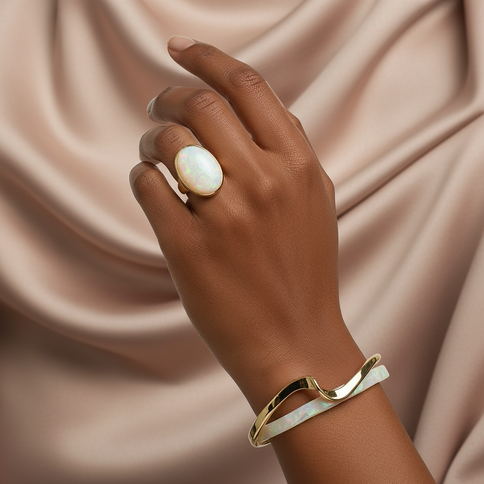 Thumbnail: White Opal Golden Bracelet
