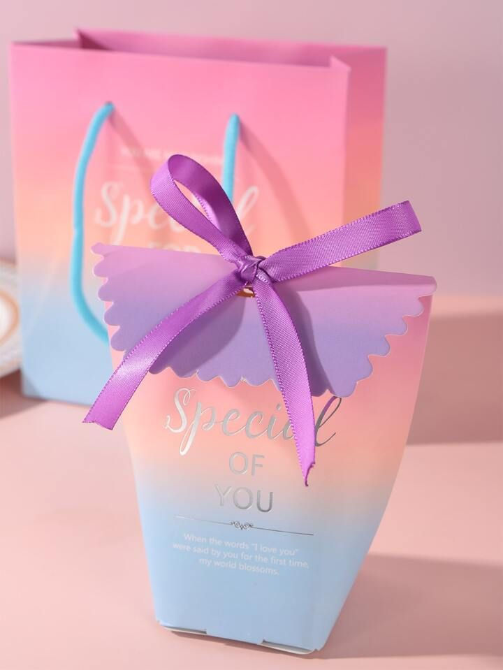 2pcs Gradient Color Gift Box & Bag Set (1)