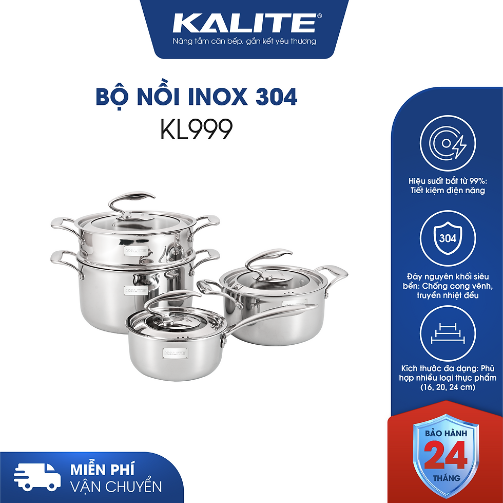 Bộ nồi nguyên khối inox 304