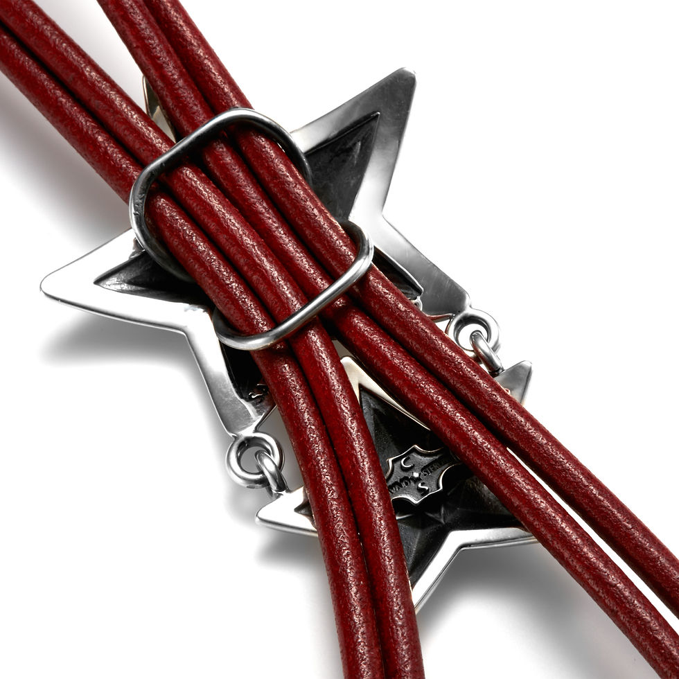サムネイル： Double Strand Red Star in Star Bolo Tie