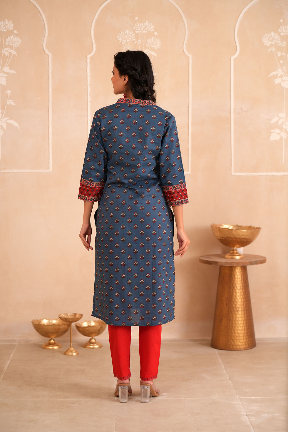 Thumbnail: Red Petals Cotton Kurta
