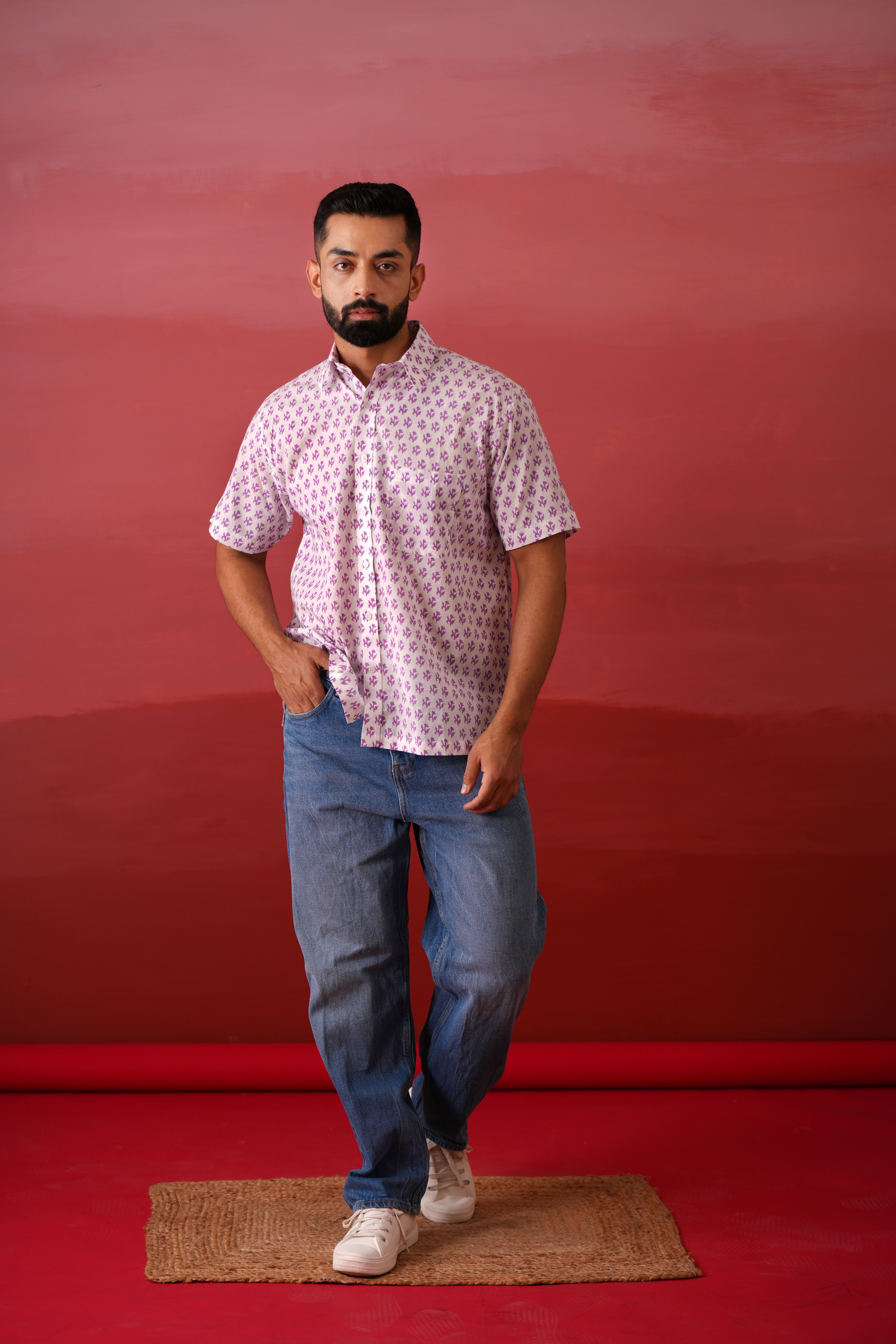 Purple Bud Cotton Printed Shirt