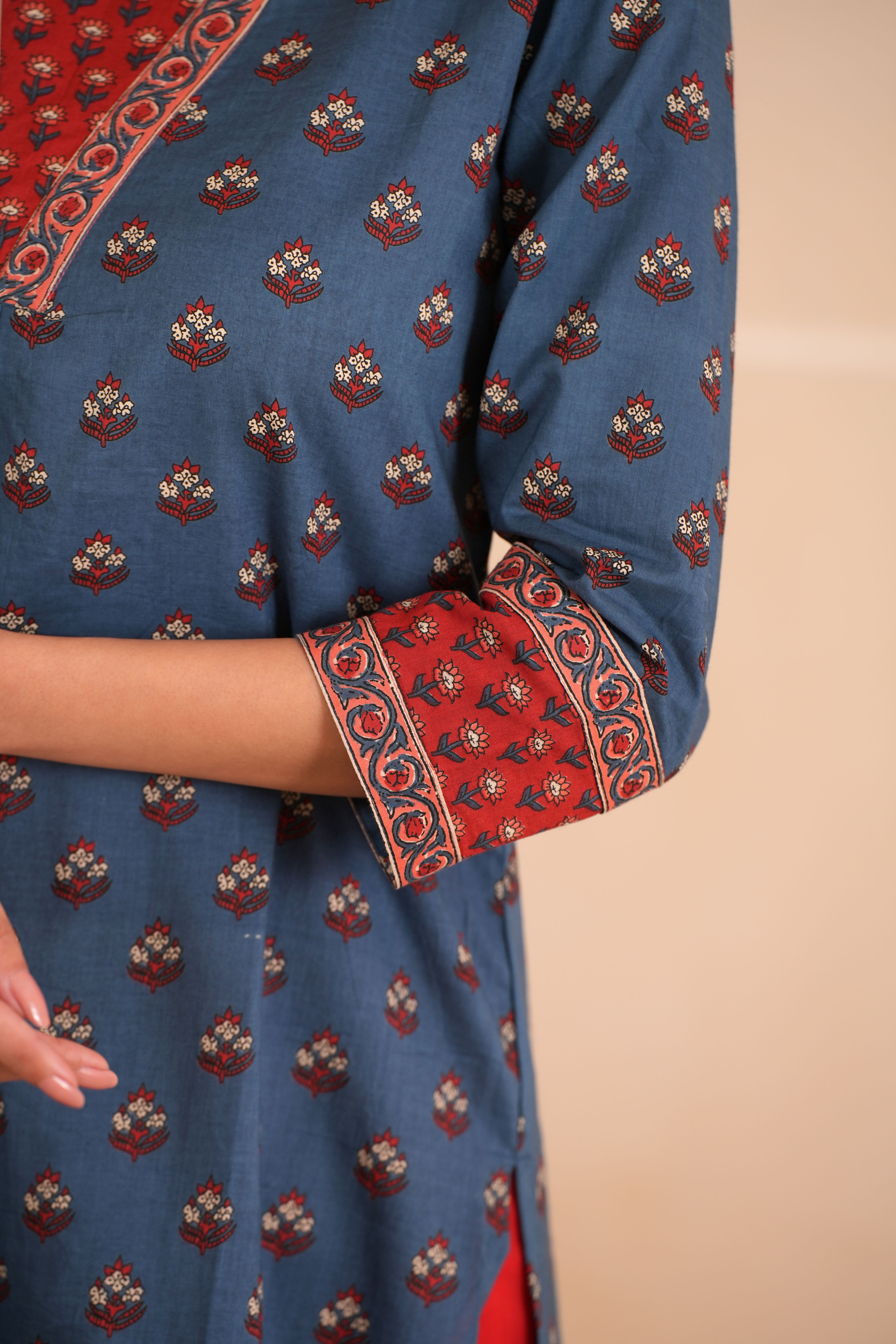 Red Petals Cotton Kurta