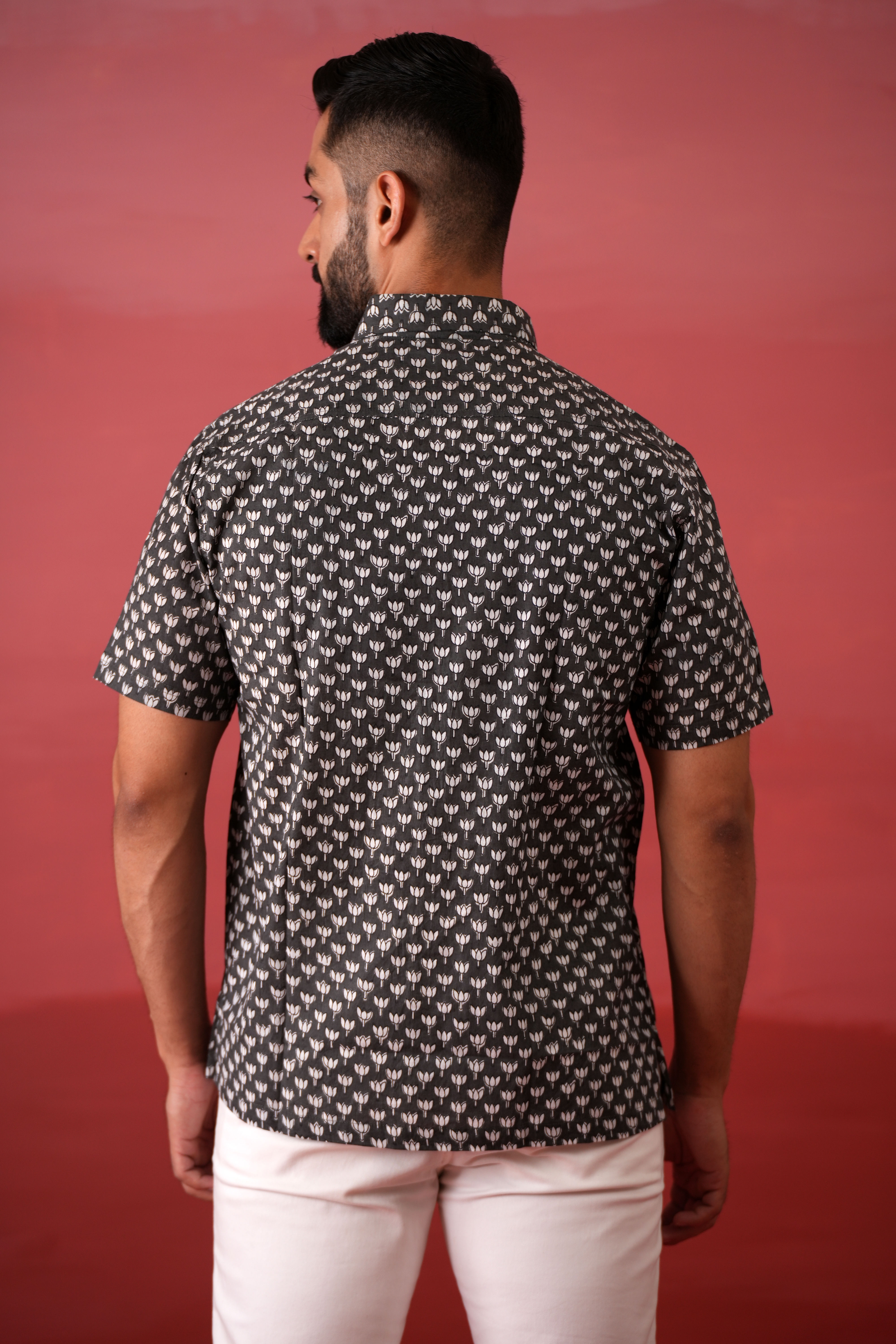 Black Lotus Cotton Printed Shirt