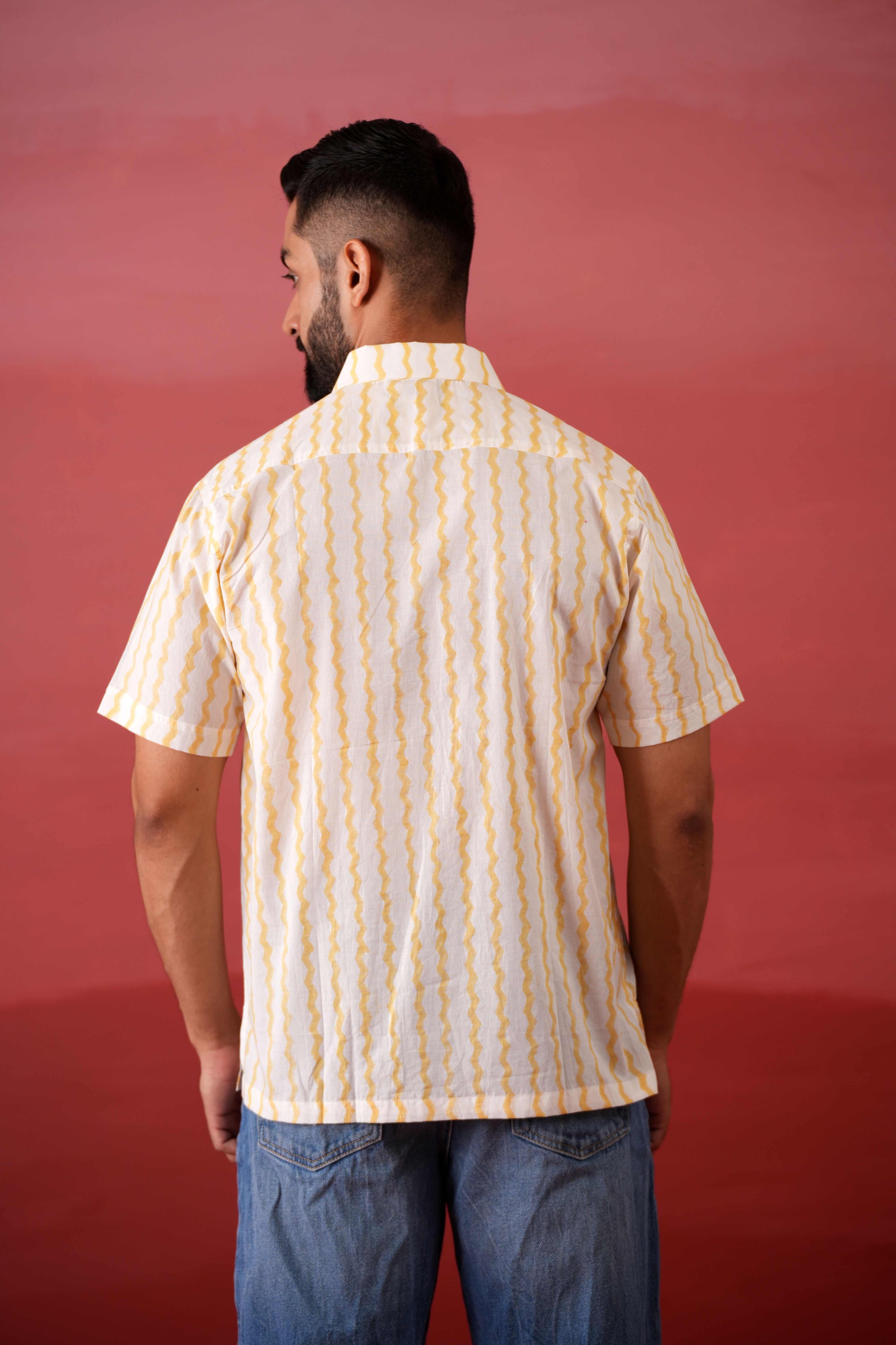 Yellow Ripple Cotton Printed Shirt