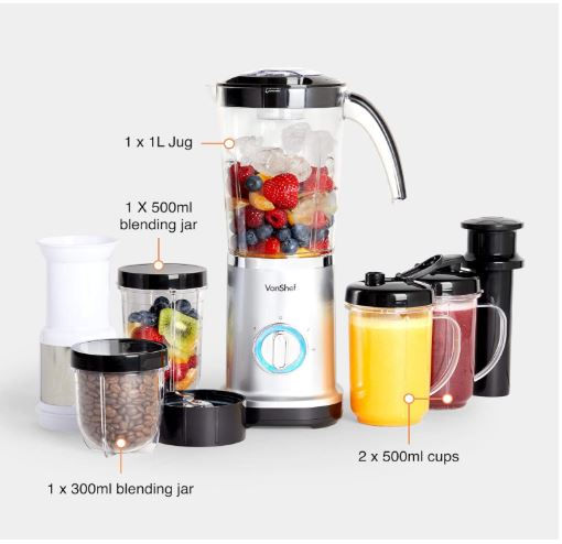 Thumbnail: VonShef Blender, Juicer & Grinder - 4 in 1 Multi-Functional, 17 Piece Set