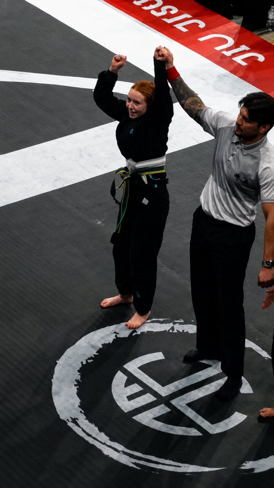 Bryan Tenedora getting his had raised after winning the 2025 IBJJF Master World tournament.