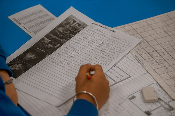 Close up of childrens handwriting
