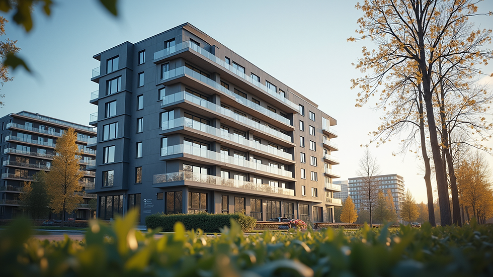 Eye-level view of a modern residential building in Nordzypern