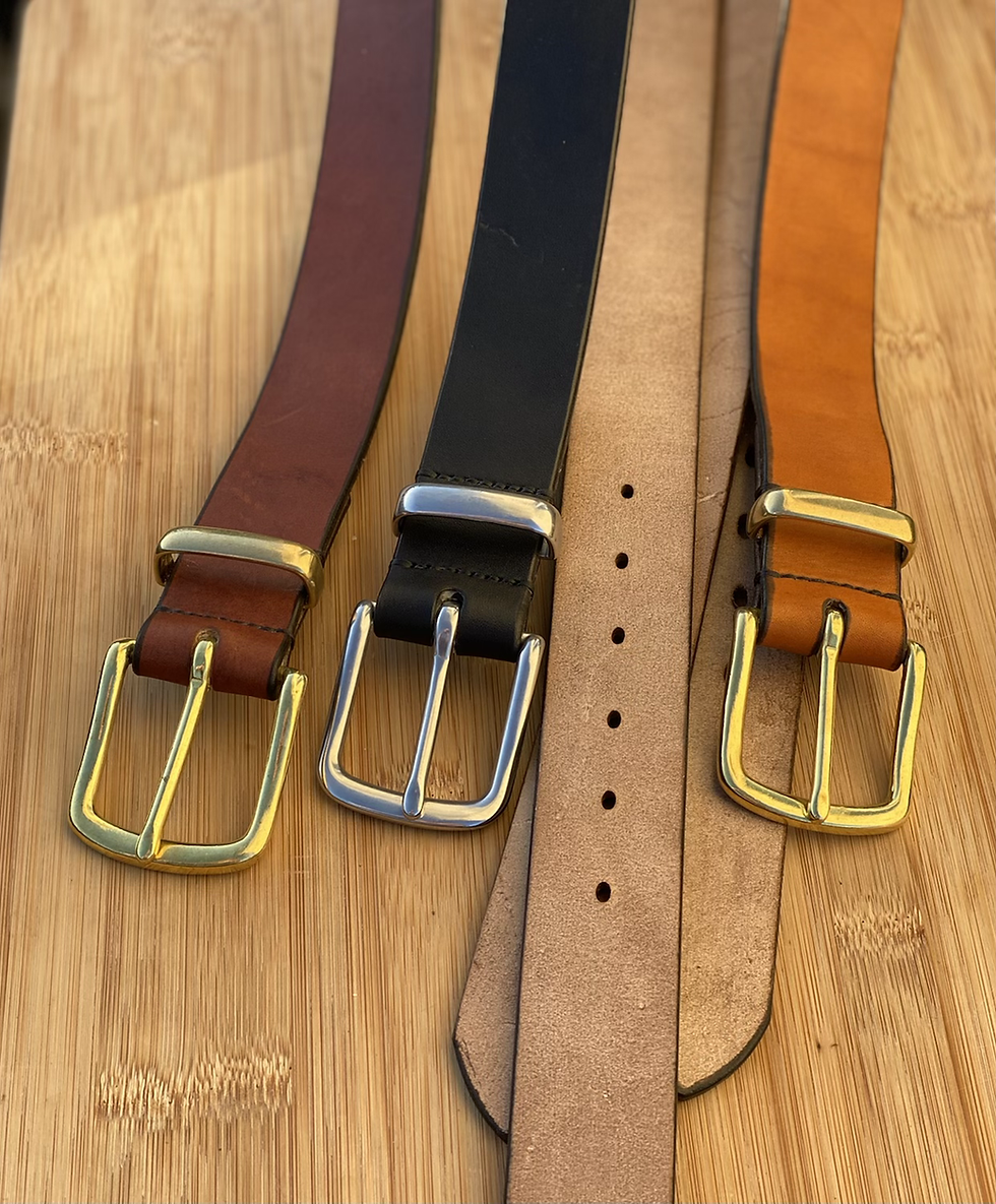 Oak bark tanned full grain leather belts