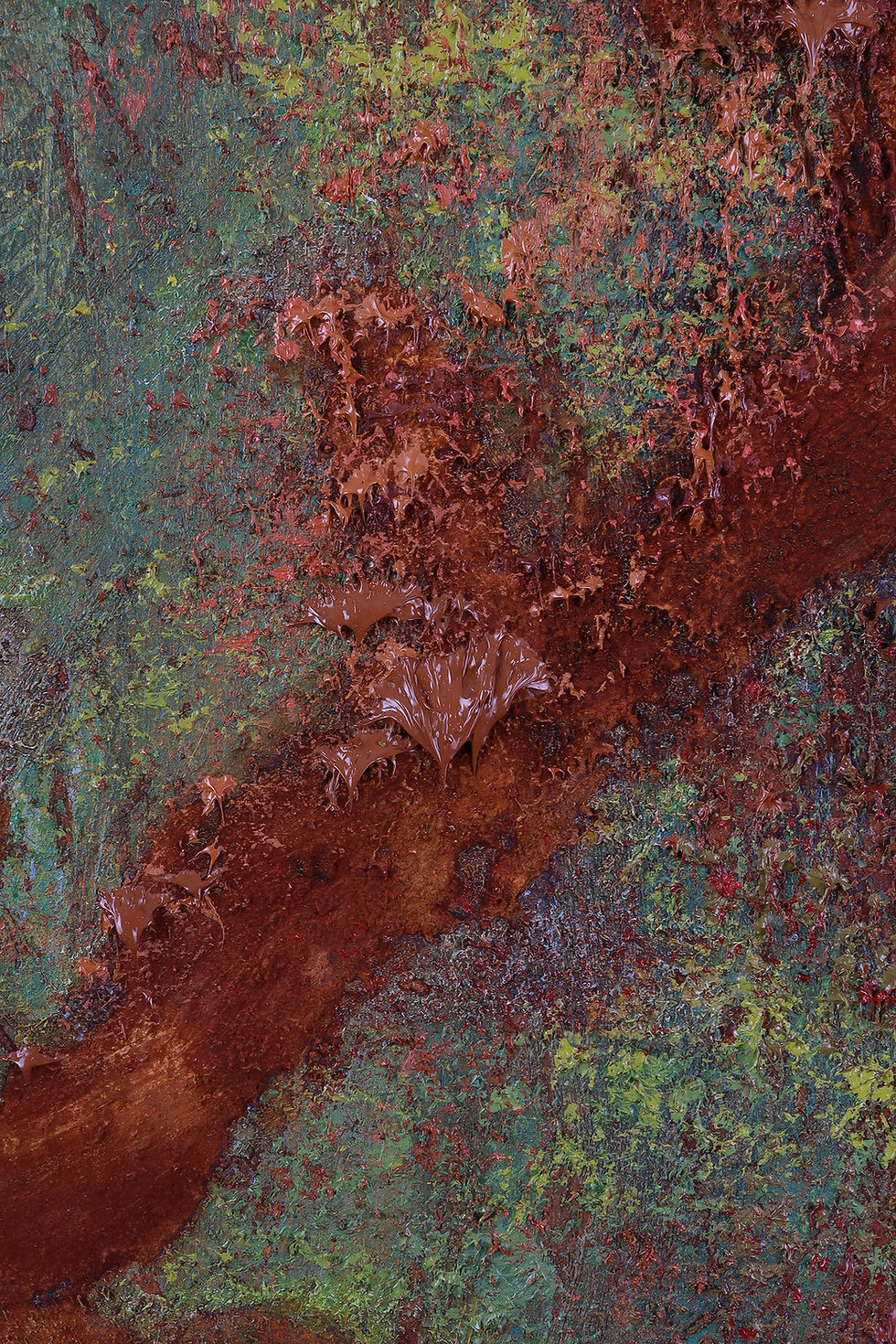 Thumbnail: Abstract Painting, dominated by green and orange colour.
