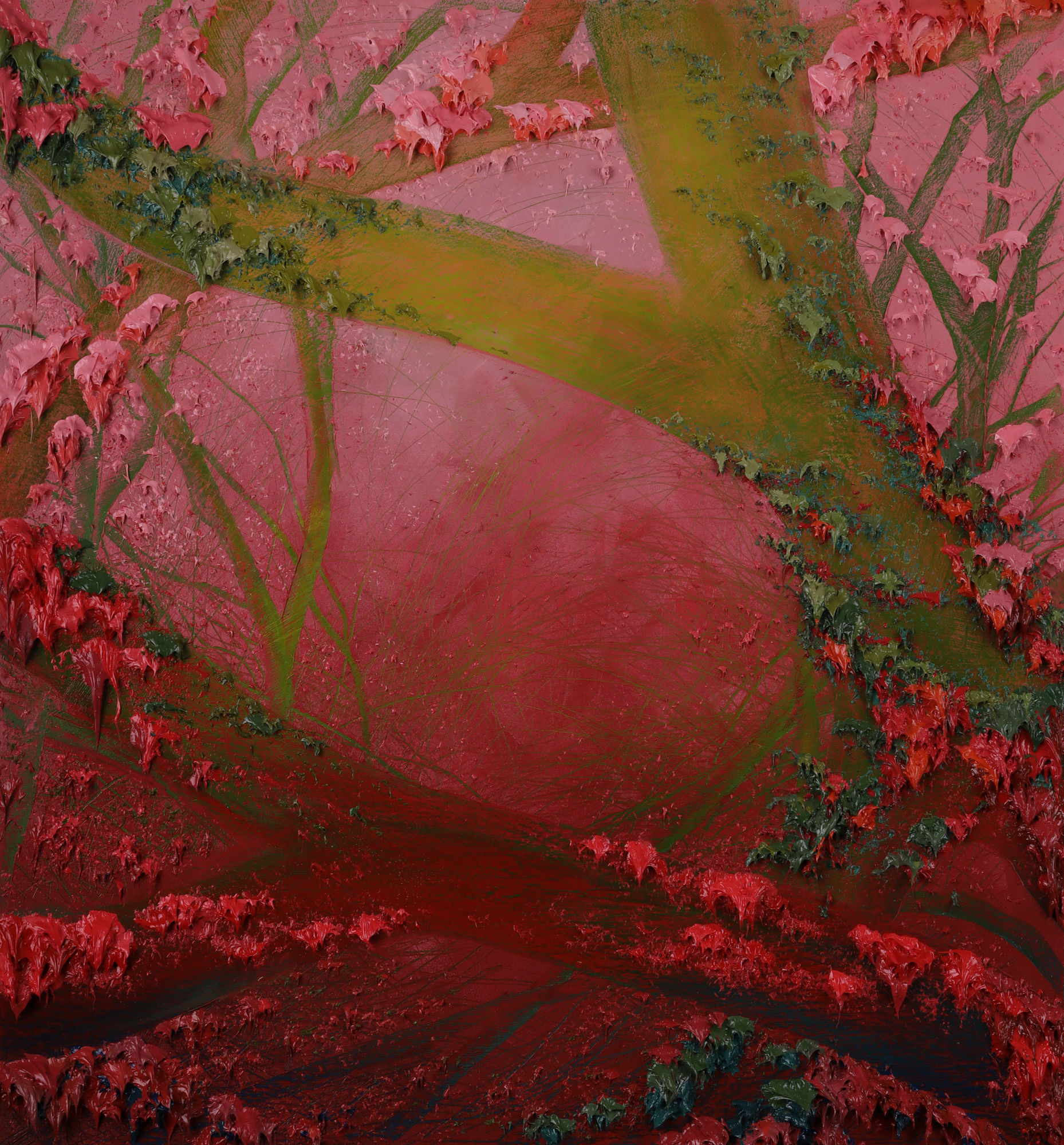 Abstract Painting , dominated by orange,red and yellow colour.