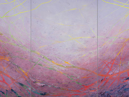 Triptych oil abstract painting by Zelko Nedic.