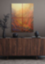 Oil painting on wood panels, on the wall.