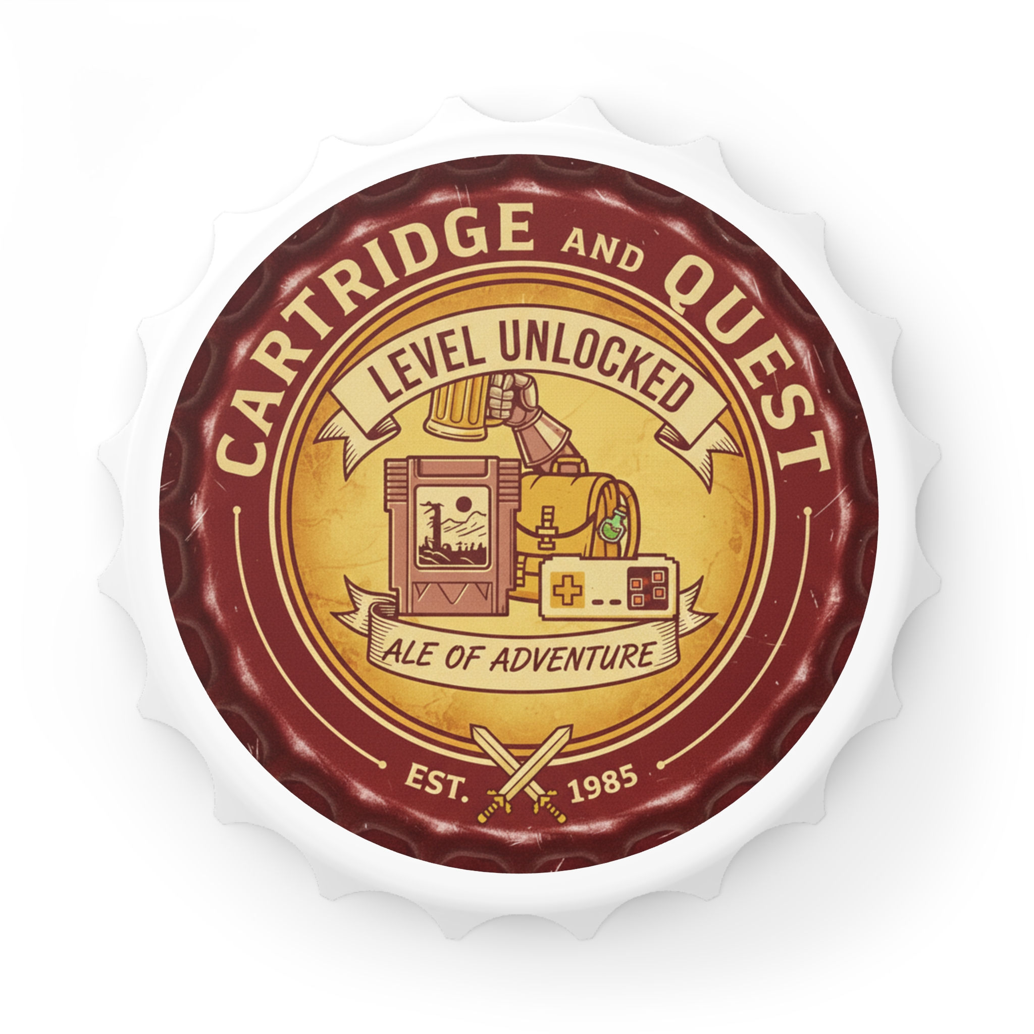 Bottle Opener — "Cartridge and Quest: Level Unlocked" Retro Gaming Beer Opener