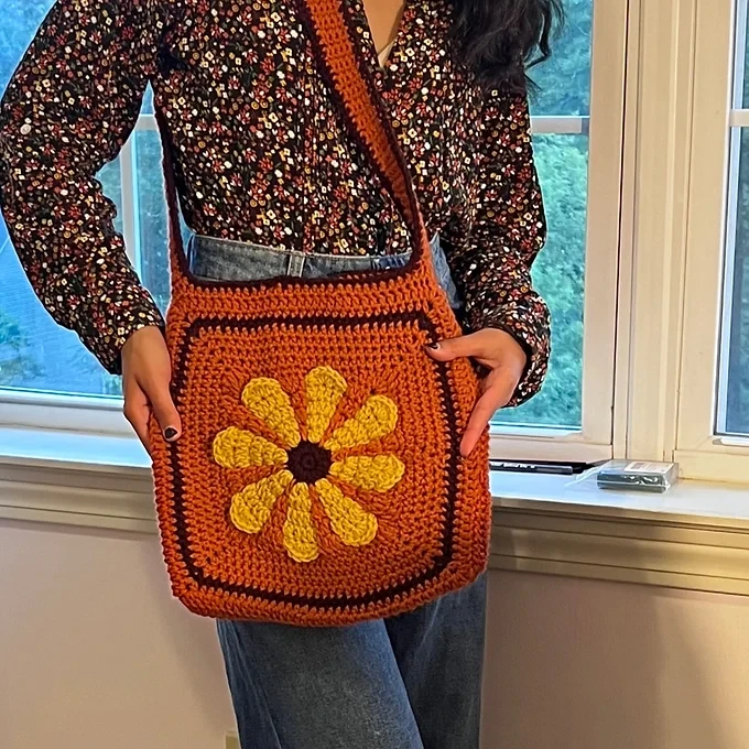 Orange Retro Daisy Bag
