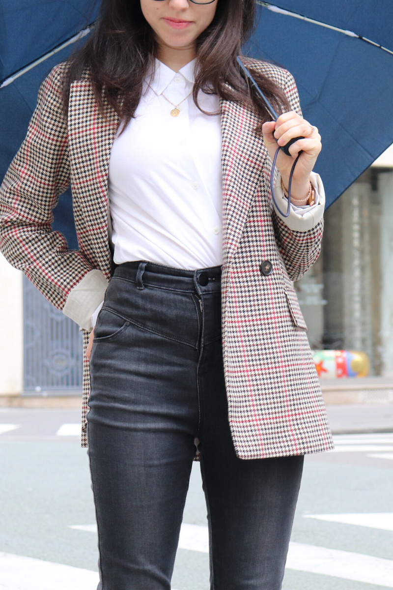 Blazer pied de poule chemise