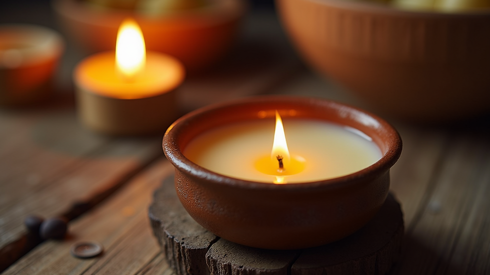 Eye-level view of a wax warmer with melted wax inside