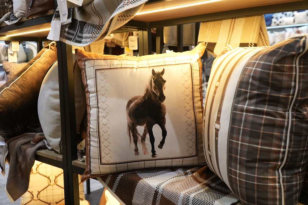 Almofadas com temática equestre presente na última edição da ABCasa Fair.