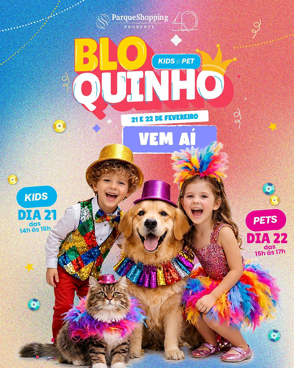 Parque Shopping Prudente promove Bloquinho de Carnaval infantil e petfriendly neste final de semana
