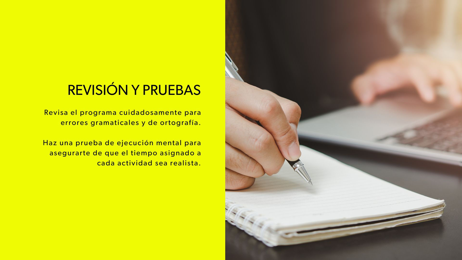 tips para redactar el programa de un evento