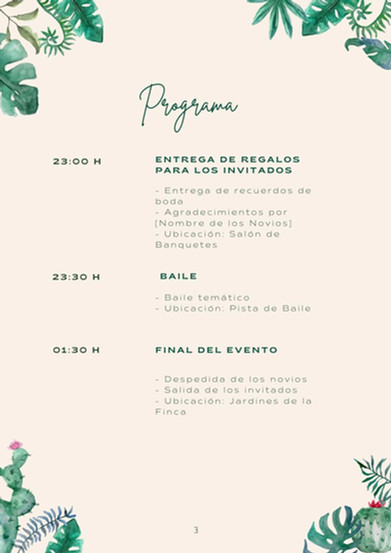 ejemplo de programa de boda
