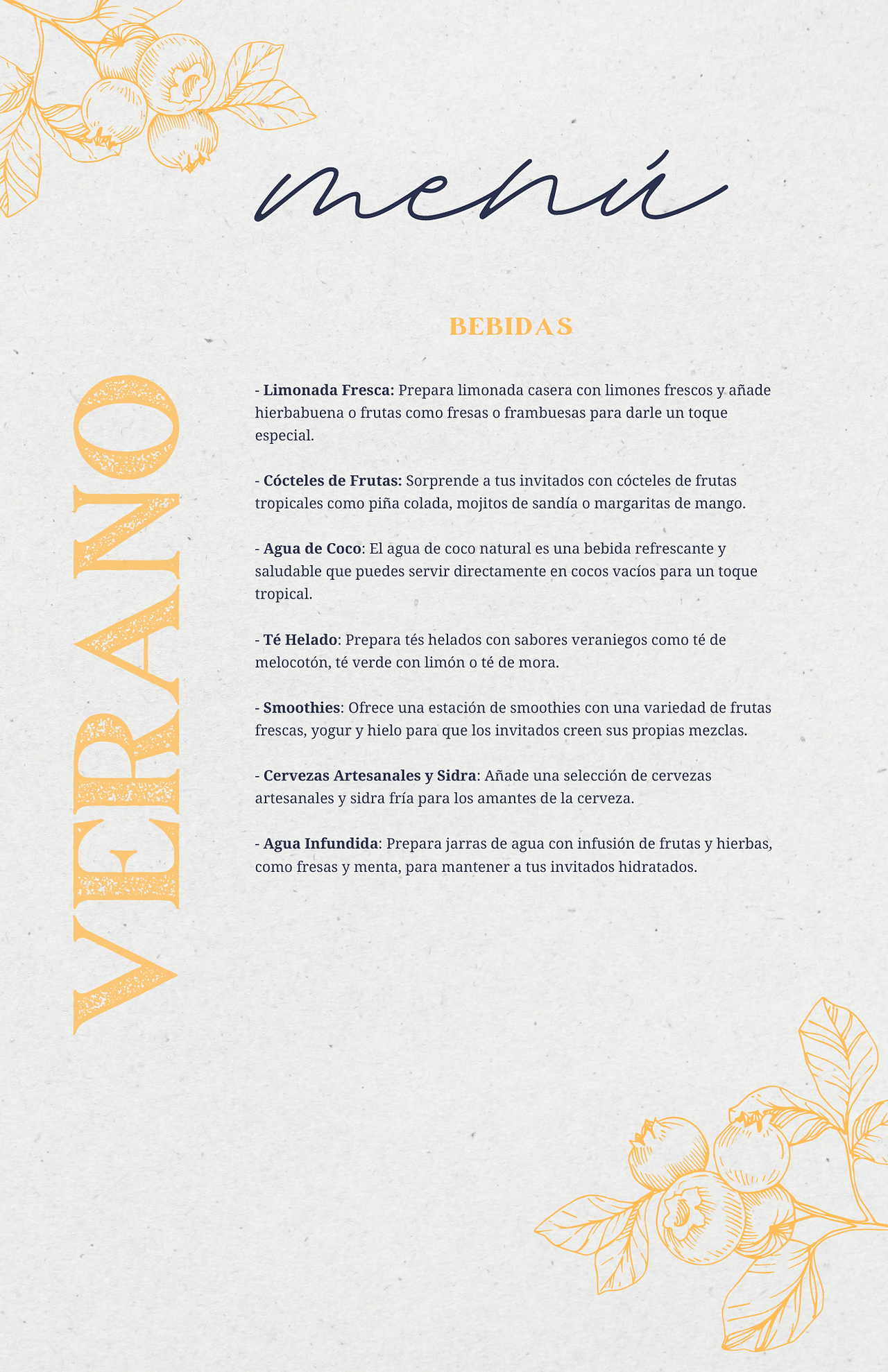 menú verano