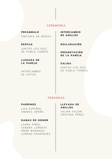 ejemplo de programa de boda