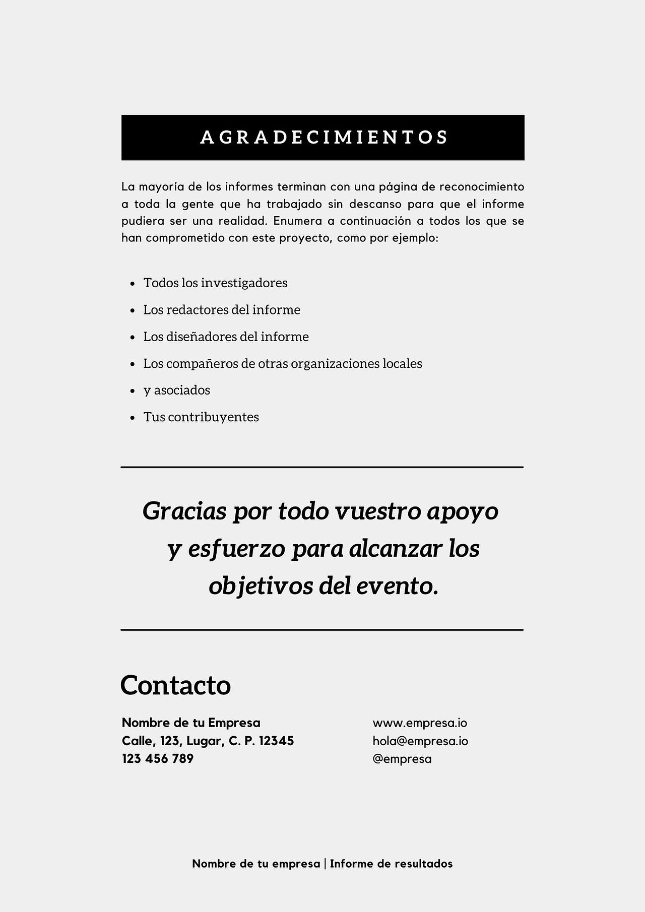informe del evento