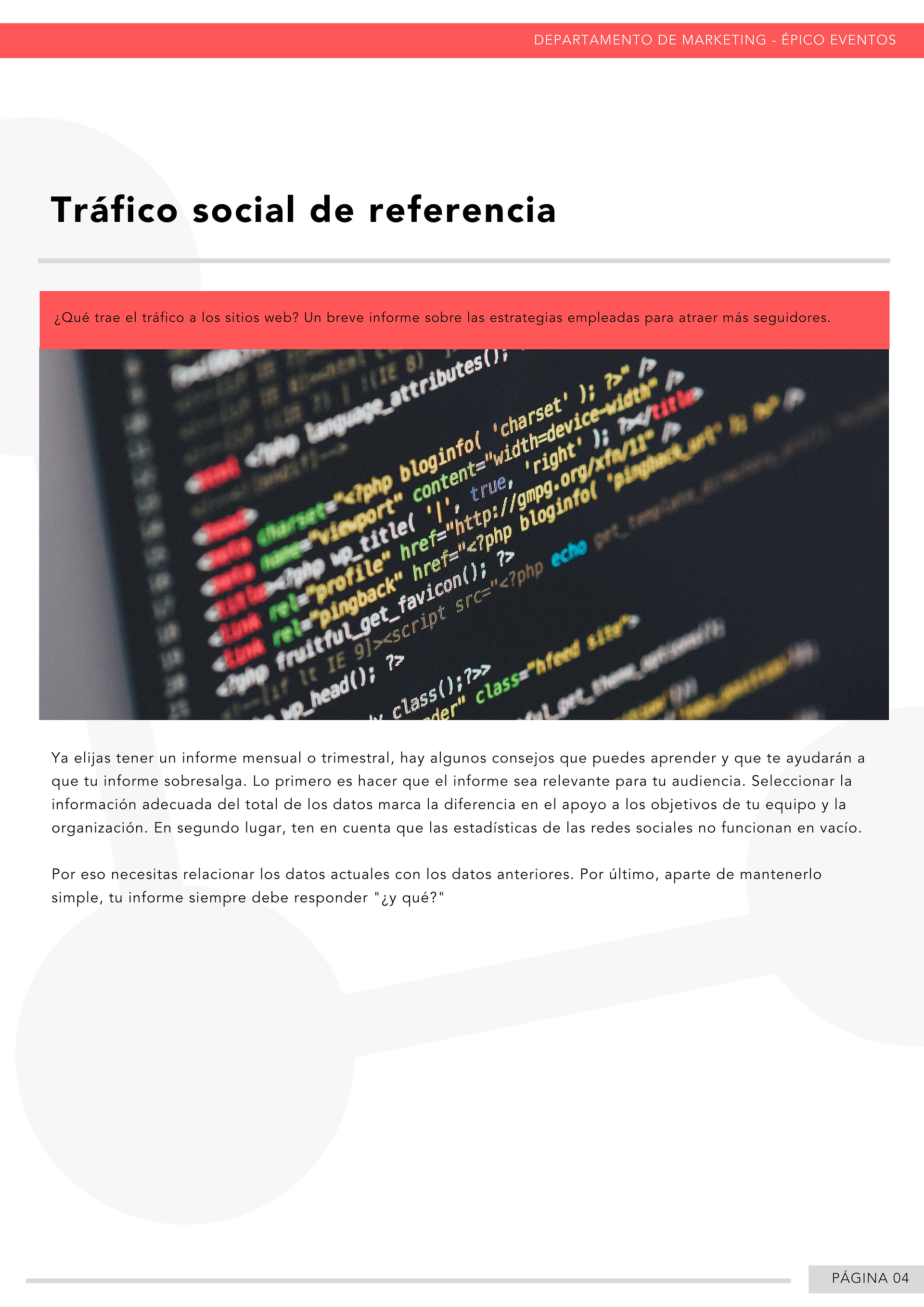 Ejemplo de un informe de RRSS