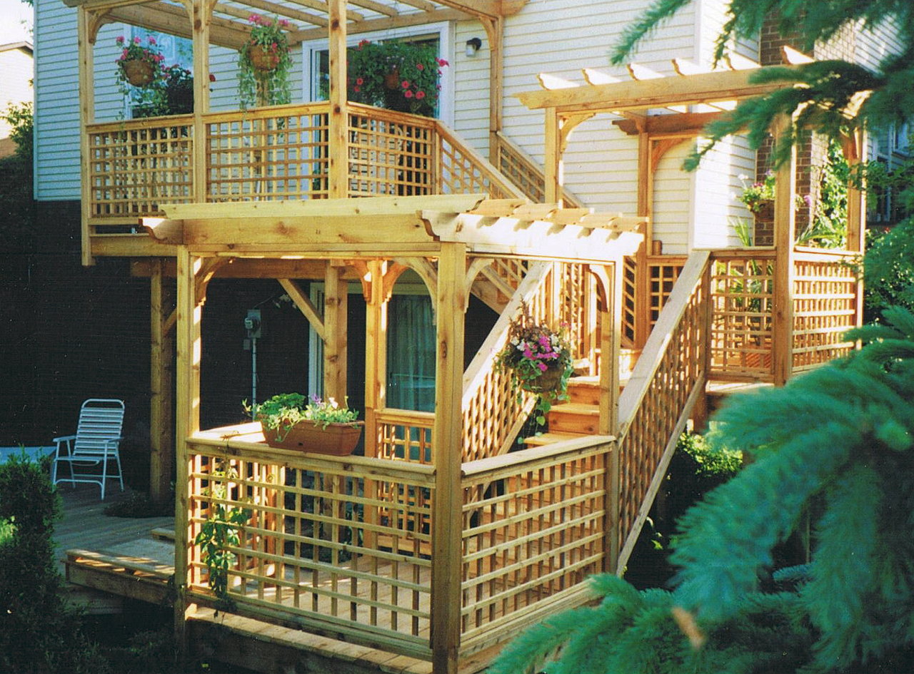 Multi-Level Deck Pond & Bridge