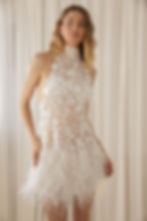 Mini reception dress with feather