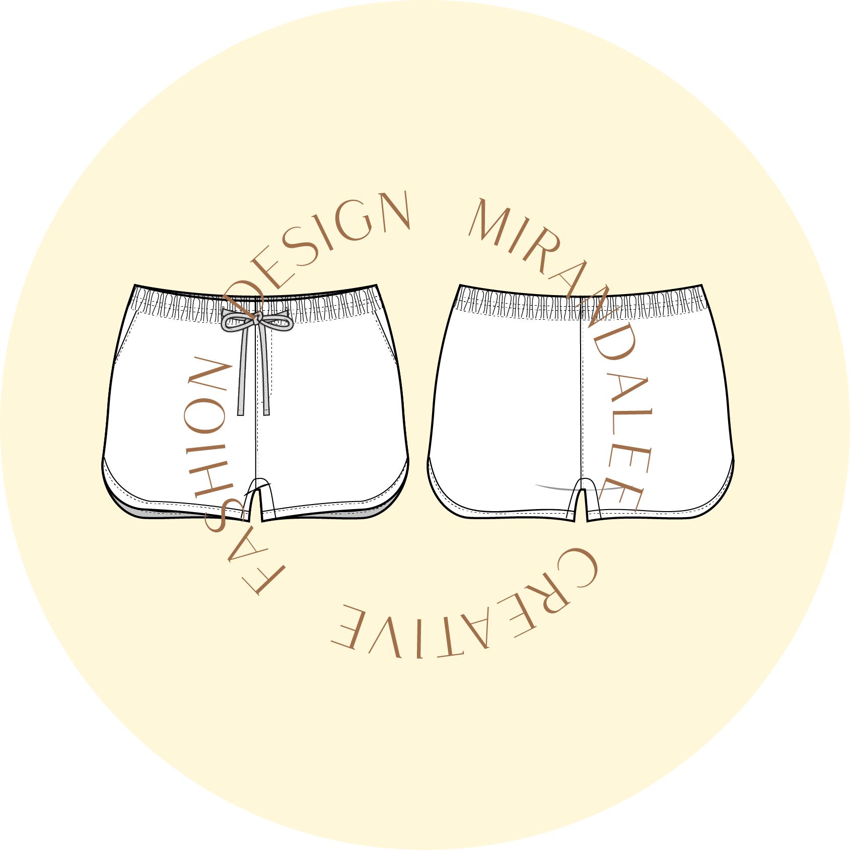 SPORT SHORT CURVED HEM TECHNICAL DRAWING