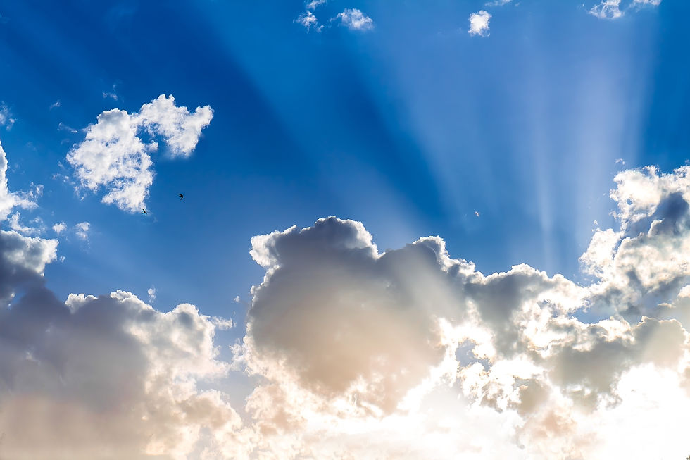 The brilliance of the blue sky and white clouds remind us of the angels as they sing praises to God in heaven.