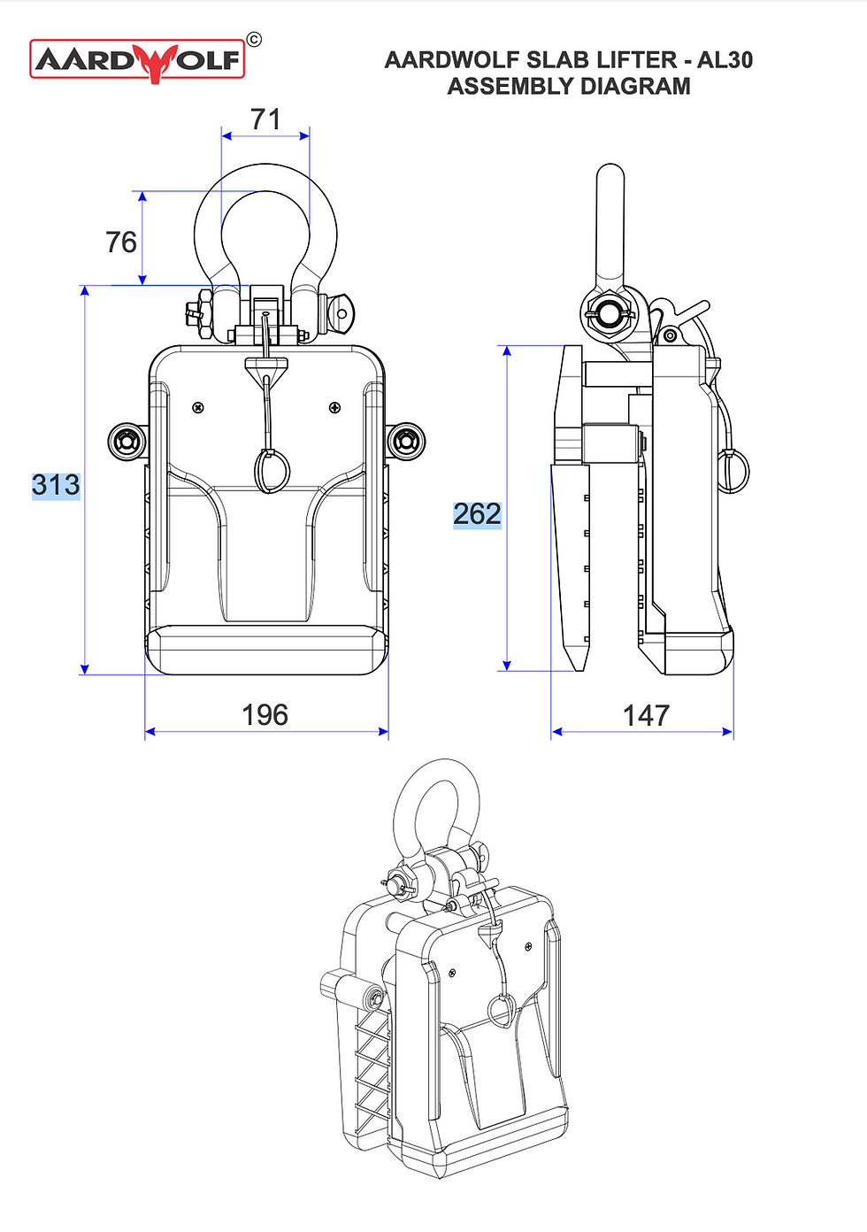 Thumbnail: Aardwolf Slab Lifter AL30R with Rollers
