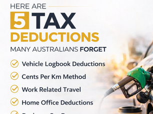 Rising petrol prices in Australia with five tax deductions many Australians forget including vehicle logbook claims, cents per kilometre method, work travel and home office deductions.