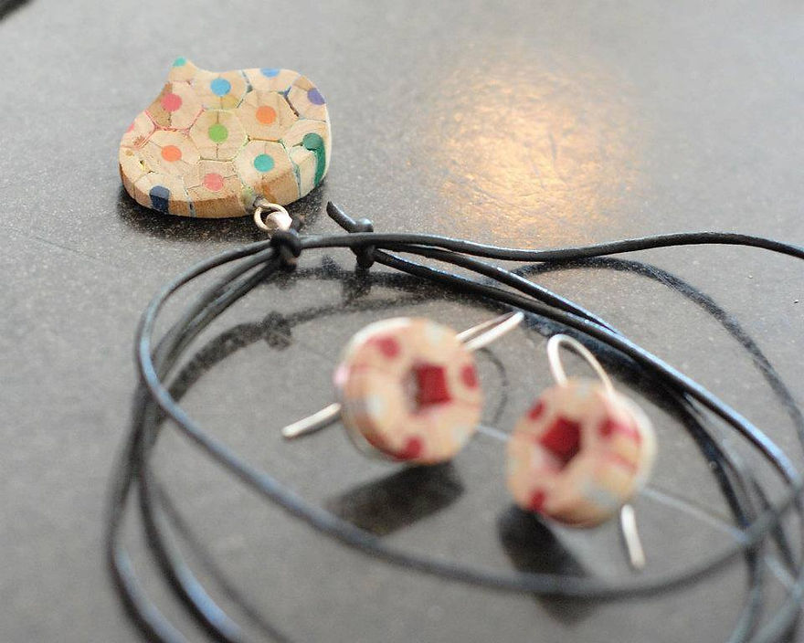wooden crayons as modern jewelry
