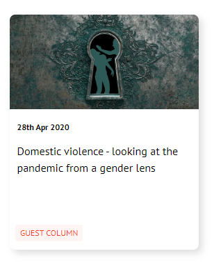 Domestic violence - looking at the pandemic from a gender lens Read more at: https://yourstory.com/