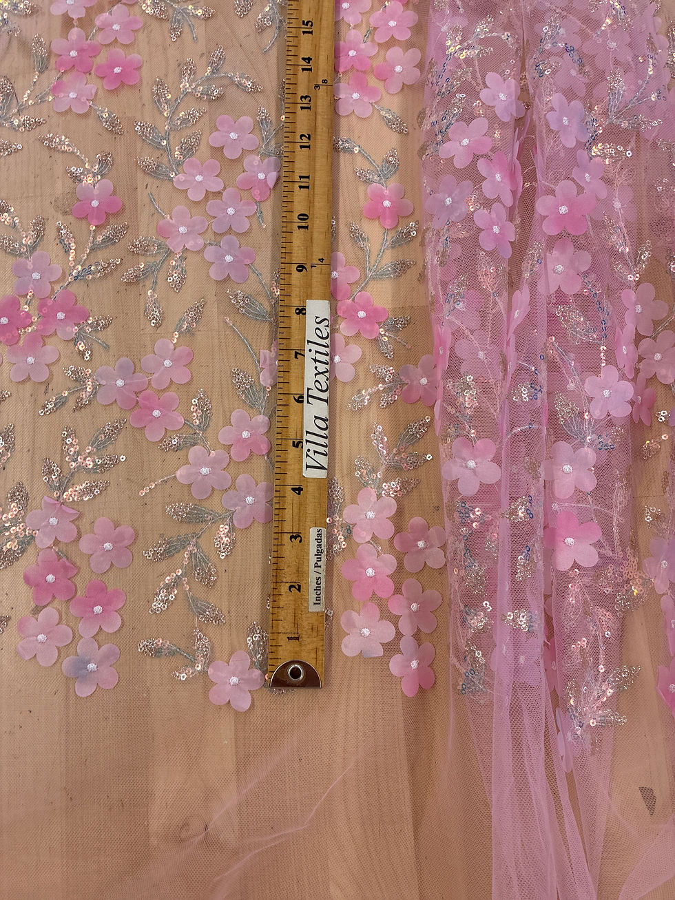 Thumbnail: ruler measuring pink flower lace
