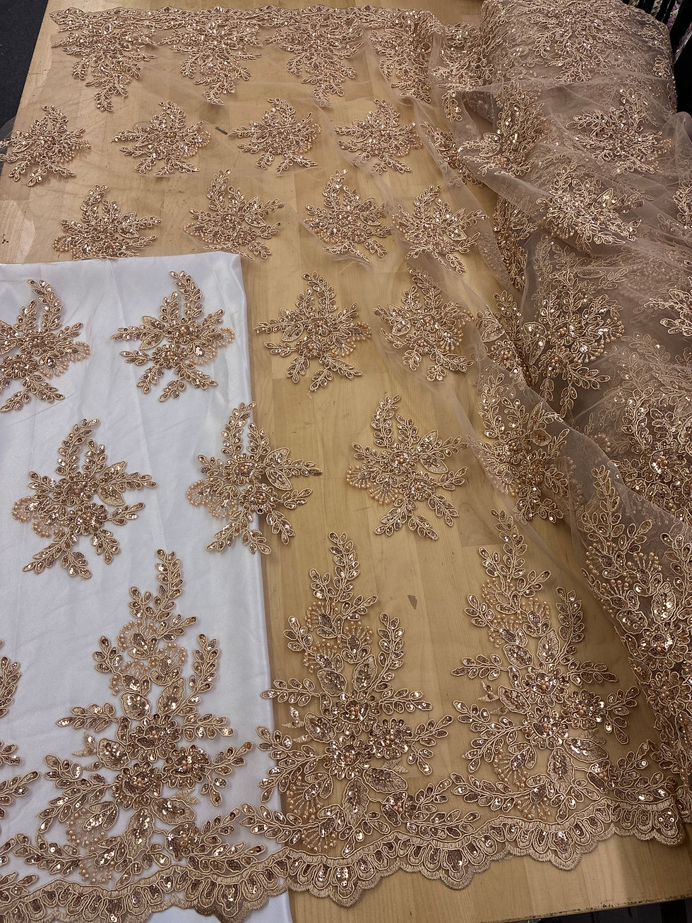 champagne lace with white lining top view