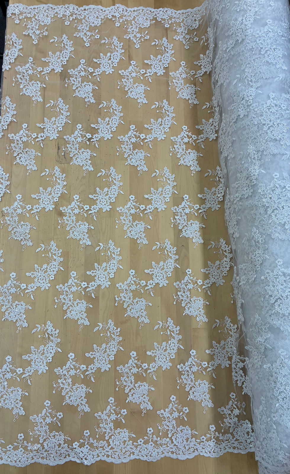 Thumbnail: White Bridal Lace - Shiny Lace Fabric