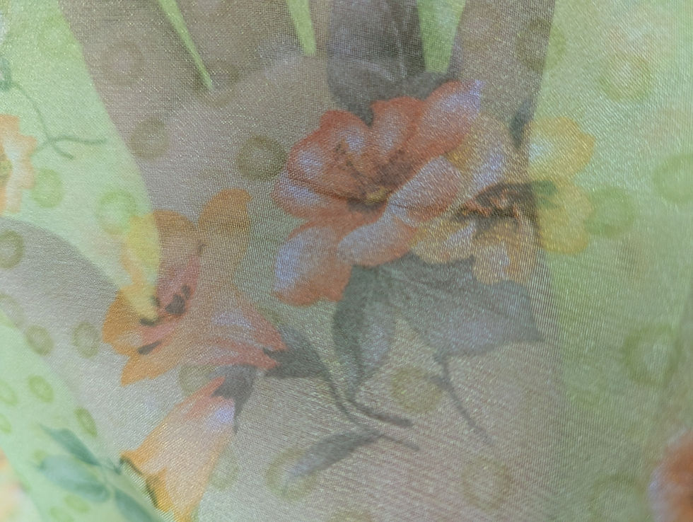 Thumbnail: Organza with Flowers- Green