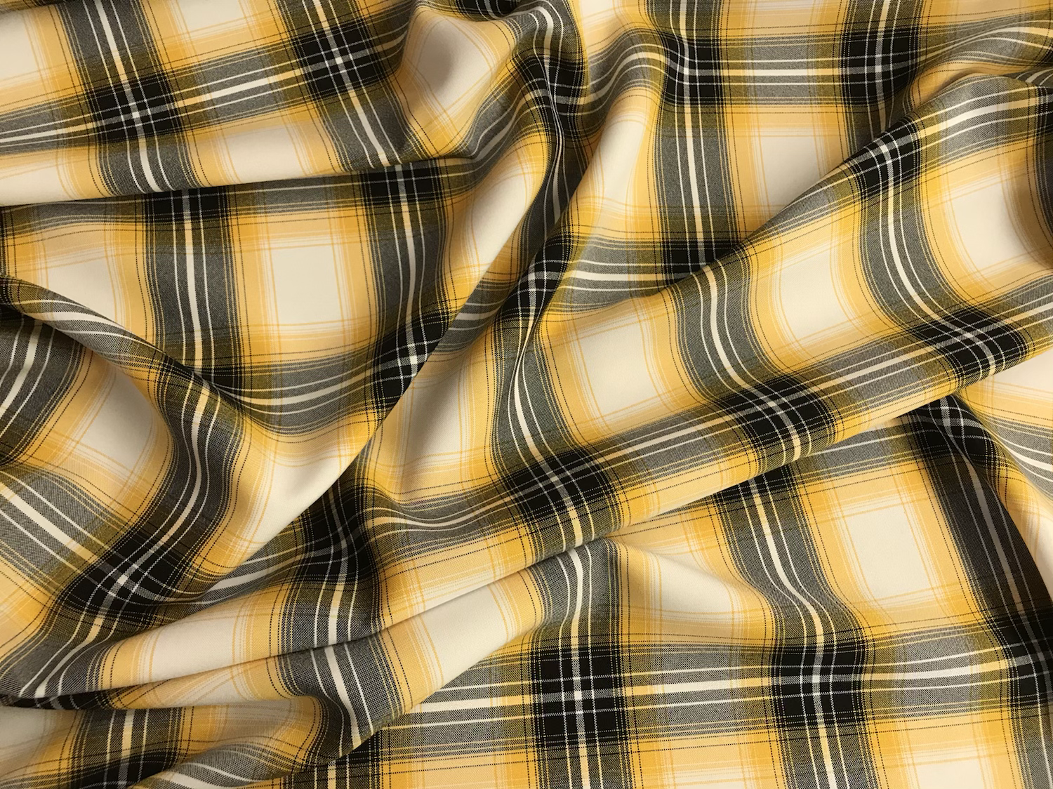Yellow Plaid - Poly Poplin
