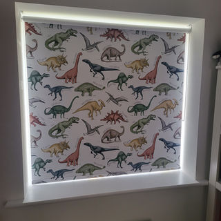 roller blind 
dinosaur theme 
kids decor 
fitted in Garforth