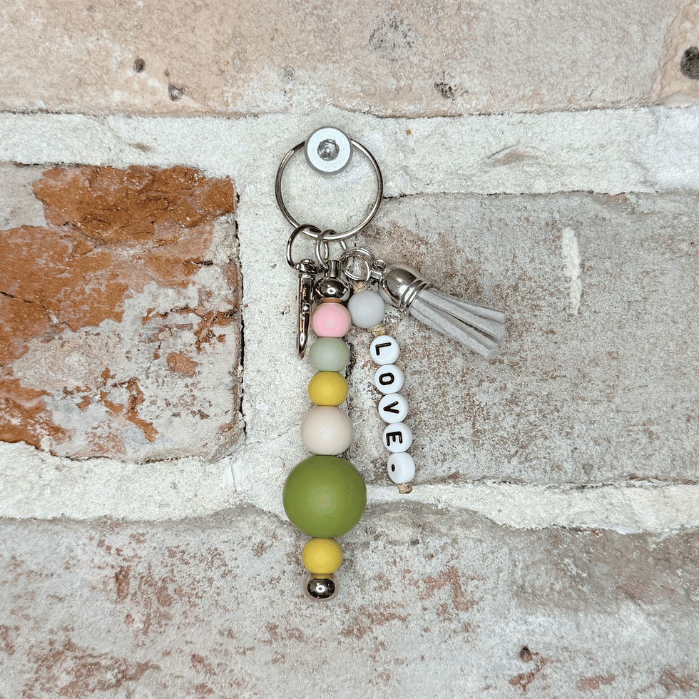 Thumbnail: Silicone + Love. Beads Keychain-light grey