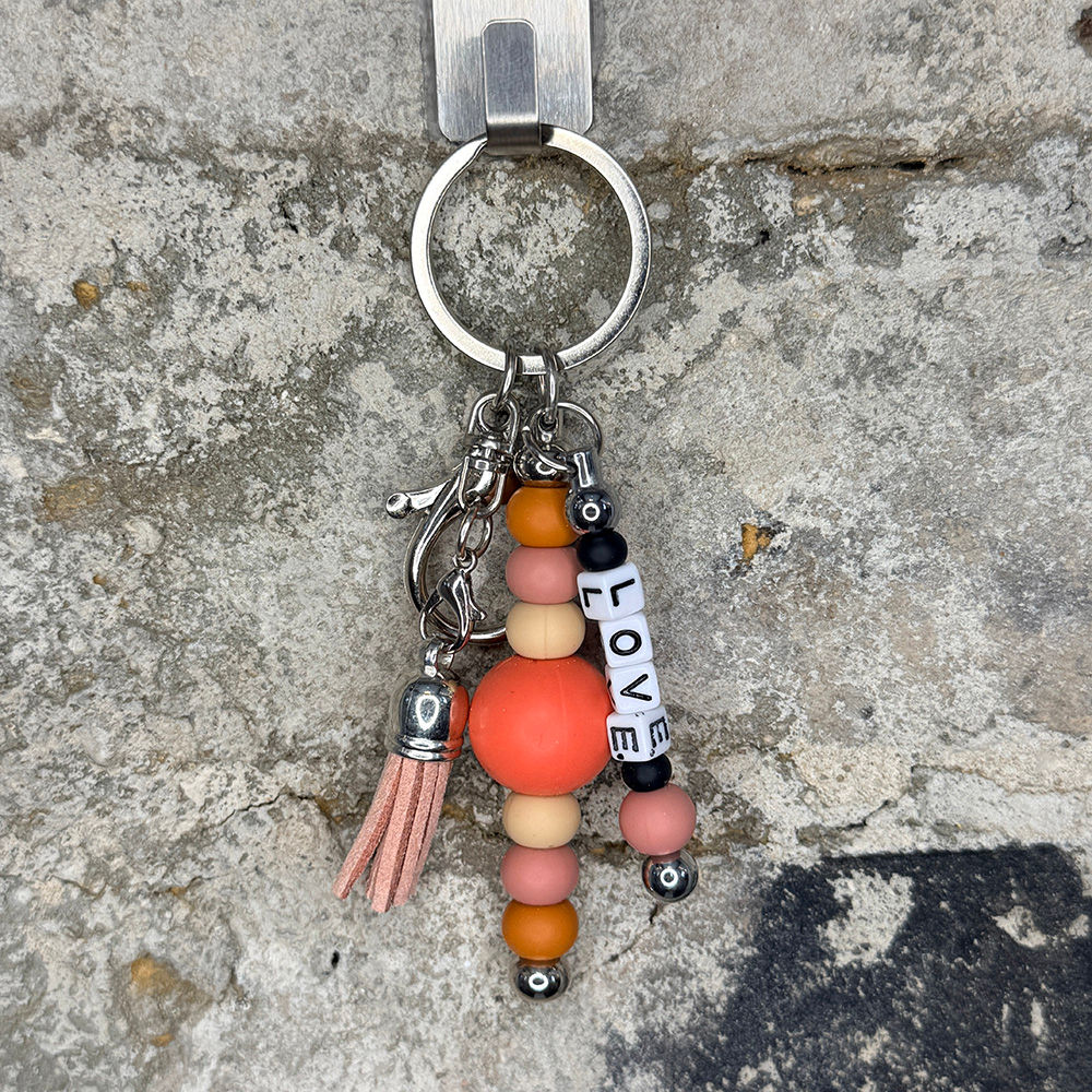 LOVE. Beaded Keychain - Earthy