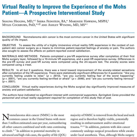 VR For Pain Alleviation Medical Study