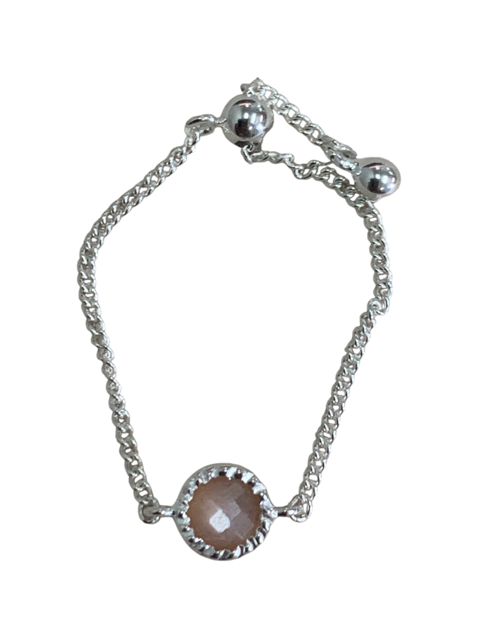 Peach Moonstone Round Chain Ring 730