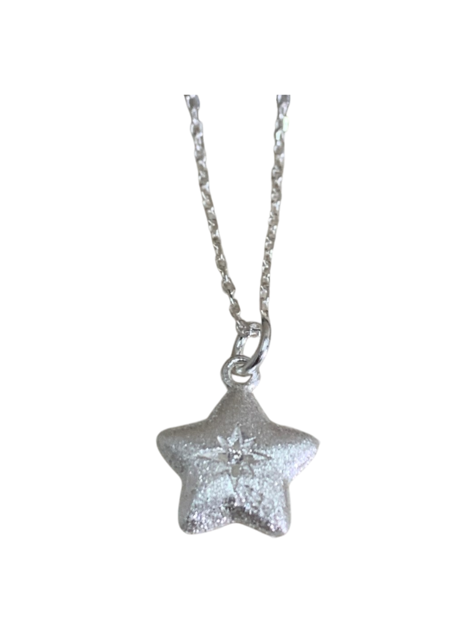 Matt Star Zirconia Pendant Necklace 12.2x10.5